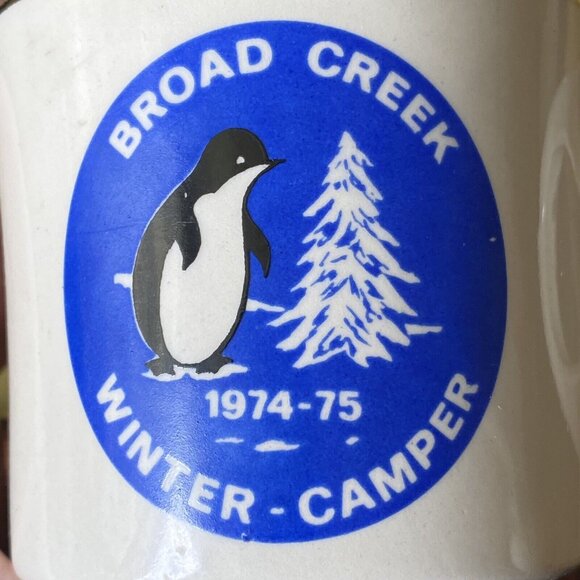 Boy Scouts Vintage Coffee Mug Broad Creek Winter Camper 1974-1975 Penguin Tree - Picture 5 of 5